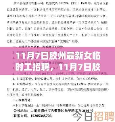 11月7日胶州女临时工招聘全新解析与介绍