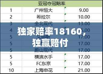独家赔率18160,独赢赔付