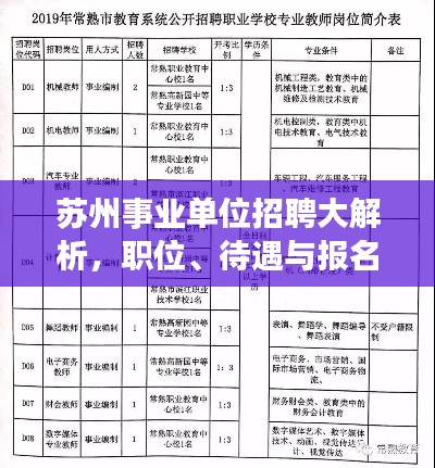 苏州事业单位招聘大解析,职位、待遇与报名全攻略!