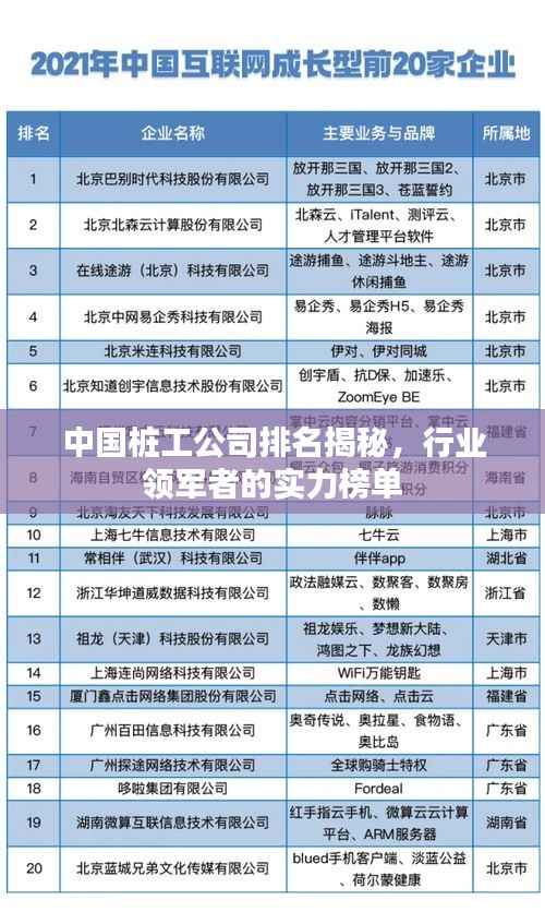 中国桩工公司排名揭秘,行业领军者的实力榜单