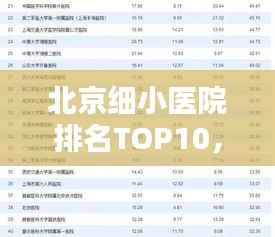 北京细小医院排名TOP10,专业诊疗权威榜单揭晓