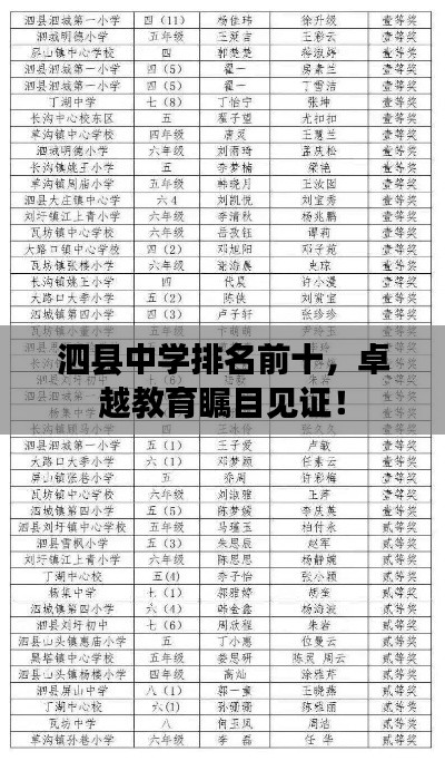 泗县中学排名前十,卓越教育瞩目见证!