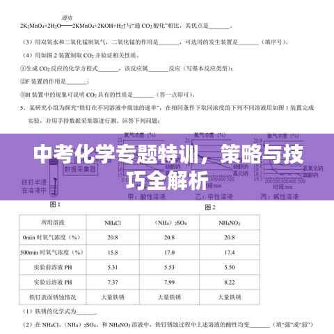 中考化学专题特训,策略与技巧全解析
